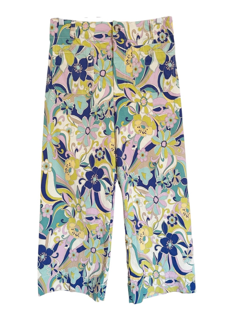 Maeve by Anthropologie The Colette Wide Leg Crop Retro Mod Floral Pant size 31